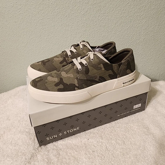 NIB Men's Sun + Stone Kiva Lace-up Sneakers. Size 10M. Camo - Picture 1 of 14